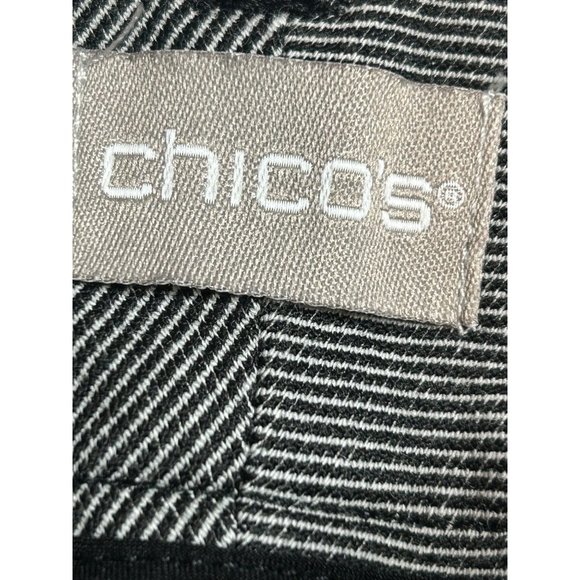 Chico's Black White Print Size 4R (O) Stretch Flat Front Dress Pants - Picture 5 of 7